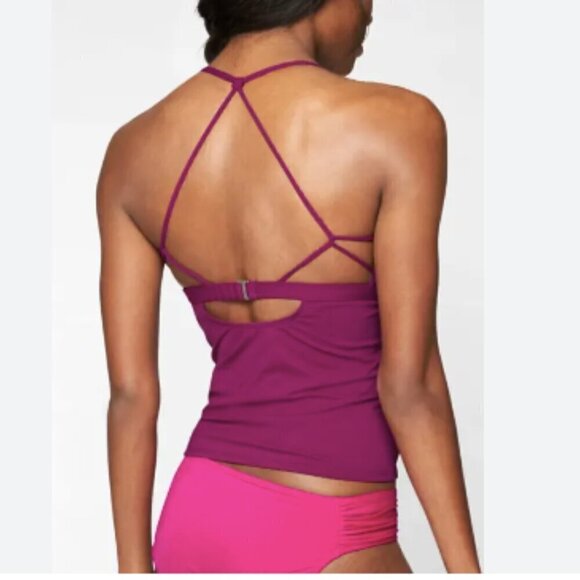 Athleta Prism Back Tankini Top Exotic Fuschia UPF 50+ - Picture 3 of 9